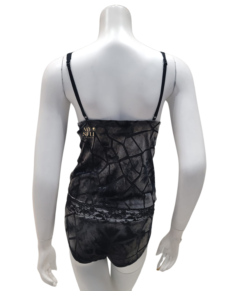 Jackie O'Loungewear NG-ICE Ice Crackle Velvet Camisole & Panty Set myselflingerie.com