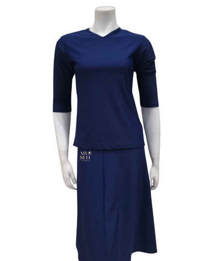 Jackie O' 2PC-JR-CVRP-NVY Navy Junior Swim Top & Skirt Set myselflingerie.com