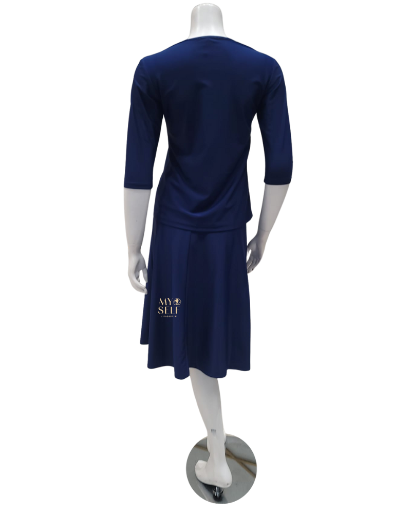 Jackie O' 2PC-JR-CVRP-NVY Navy Junior Swim Top & Skirt Set myselflingerie.com