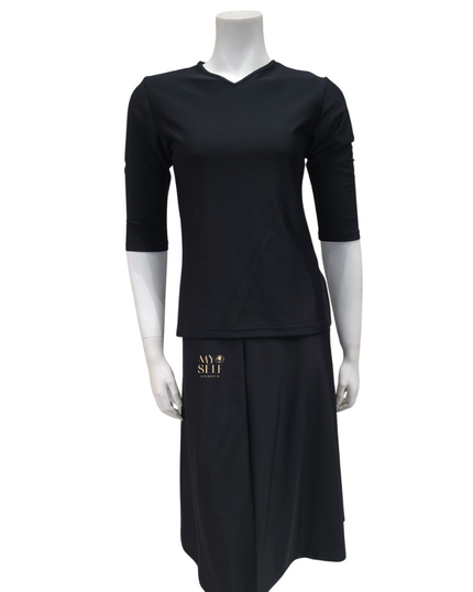 Jackie O' 2PC-JR-CVRP-BLK Black Junior Swim Top & Skirt Set