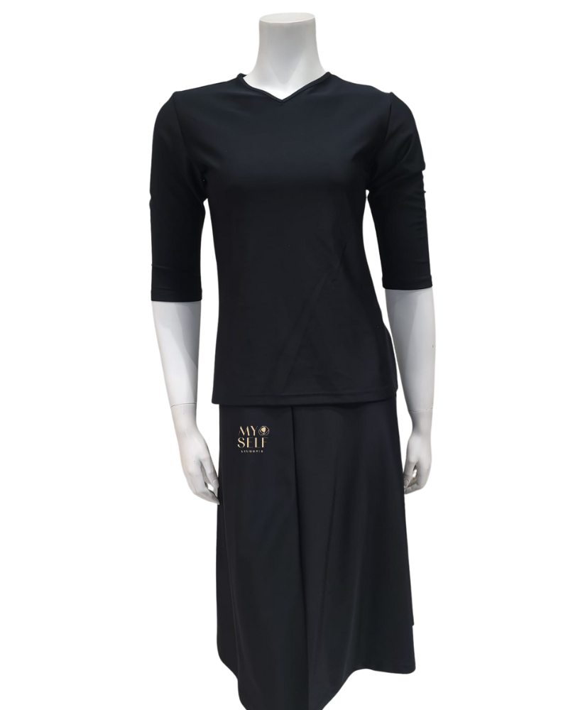 Jackie O' 2PC-JR-CVRP-BLK Black Junior Swim Top & Skirt Set