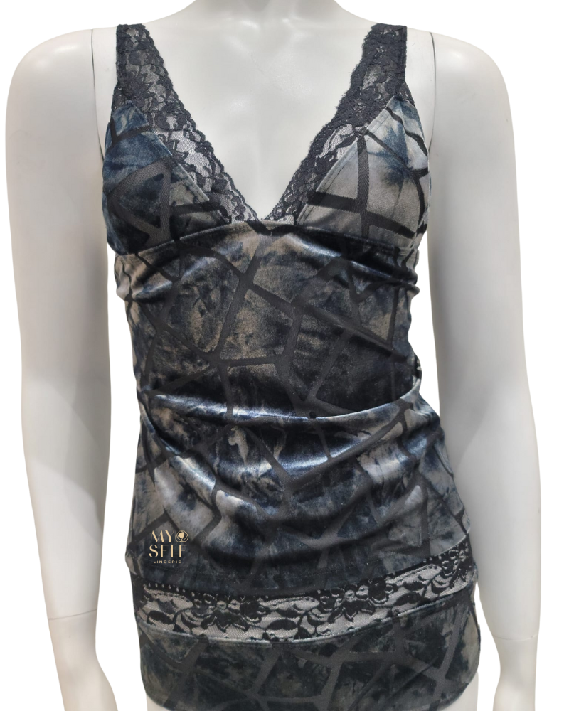 Jackie O'Loungewear NG-ICE Ice Crackle Velvet Camisole & Panty Set myselflingerie.com