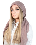 Tie Ur Knot Solid Taupe/Lilac Adjustable Pre-Tied Bandanna with Full Grip myselflingerie.com