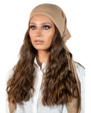 Tie Ur Knot Camel Cable Knit Adjustable Pre-Tied Bandanna with Full Grip myselflingerie.com