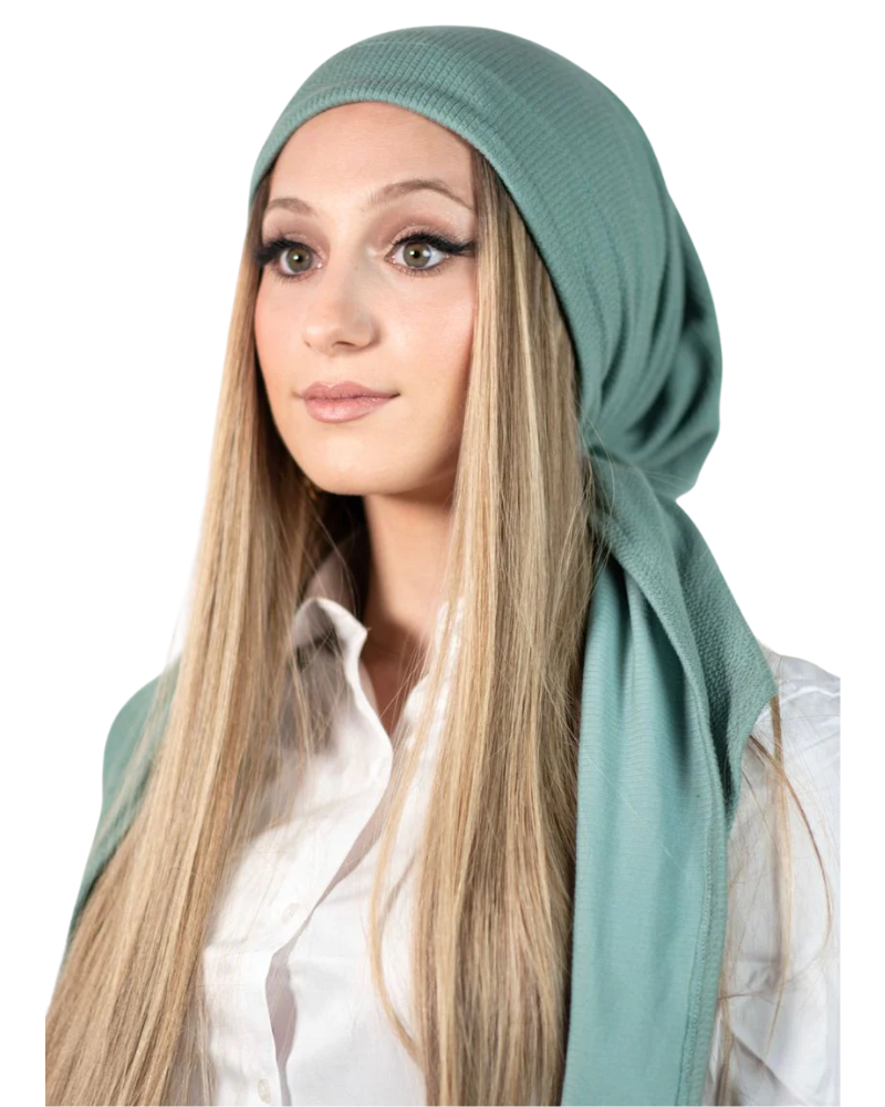 Tie Ur Knot Sage Cable Knit Adjustable Pre-Tied Bandanna with Full Grip myselflingerie.com