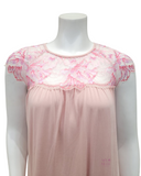 Oh! Zuza M3419 Dusty Pink Sheer Lace Modal Nightshirt myselflingerie.com
