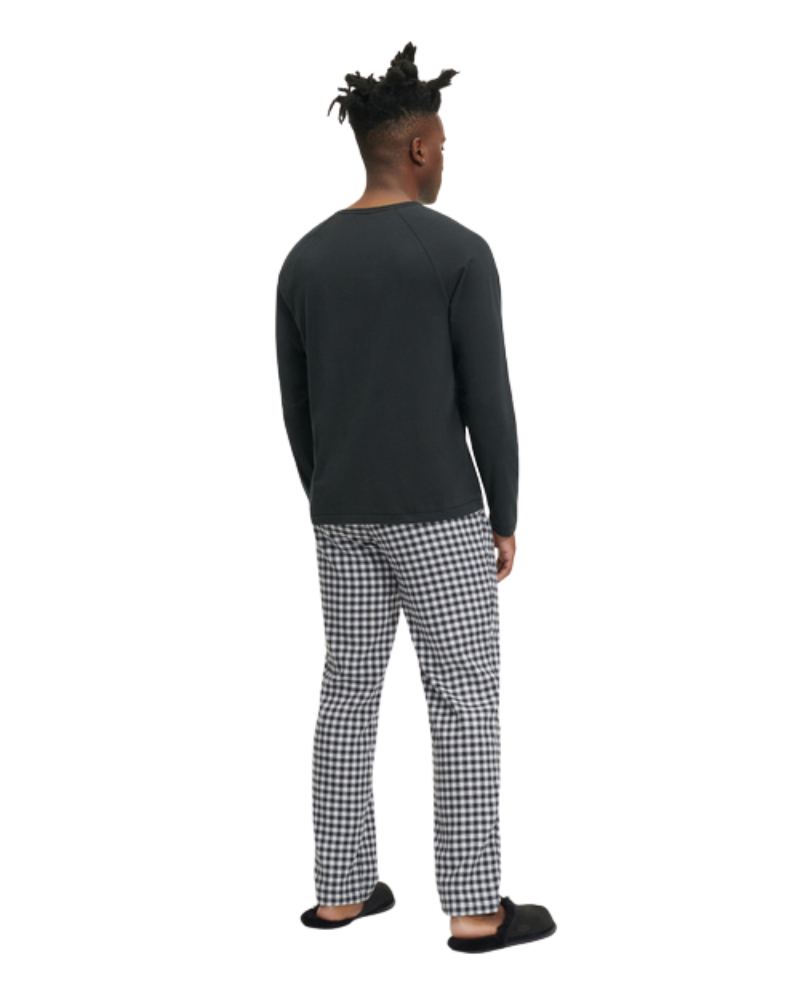 UGG 1106629 Men's Steiner Pajamas Set in Gift Box Black / White Check myselflingerie.com