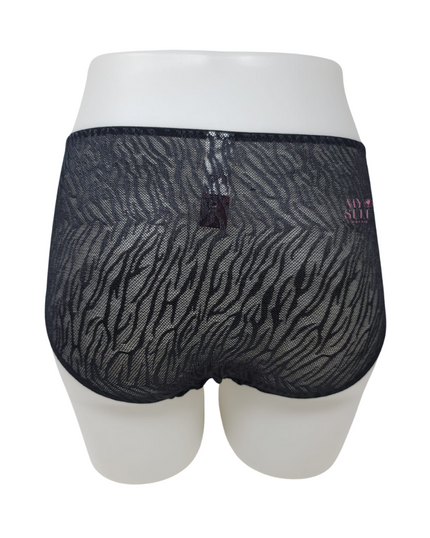 You 100-210 Black Tuval Mesh & Lace Brief myselflingerie.com