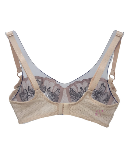 Chantelle 12Q5 Golden Beige/Black Fleurs Demi Underwire Bra myselflingerie.com