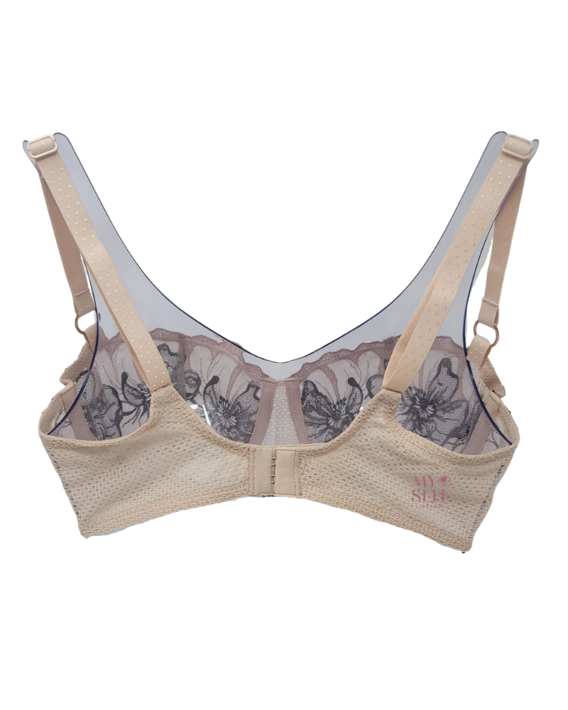 Chantelle 12Q5 Golden Beige/Black Fleurs Demi Underwire Bra myselflingerie.com