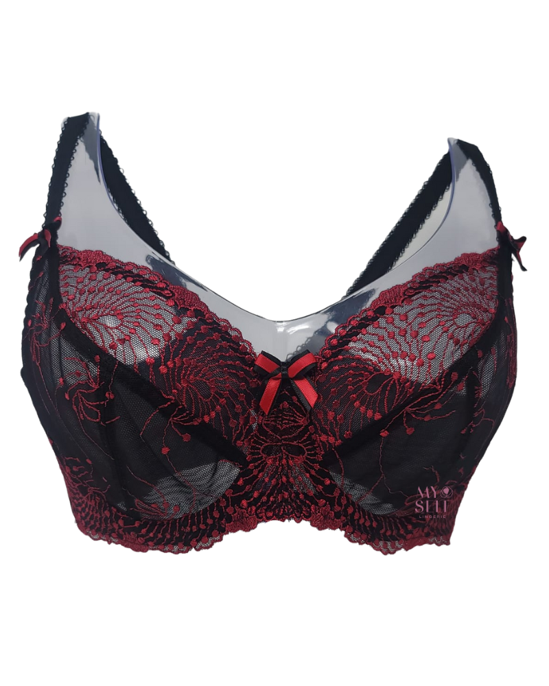 Fitfully Yours Black/Red Nicole See Thru Lace Underwire Bra
