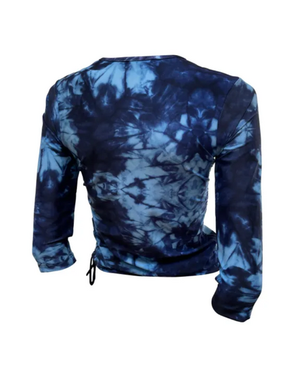 CVRGE Leah Tie Dye Print Half Zip Swim Top myselflingerie.com