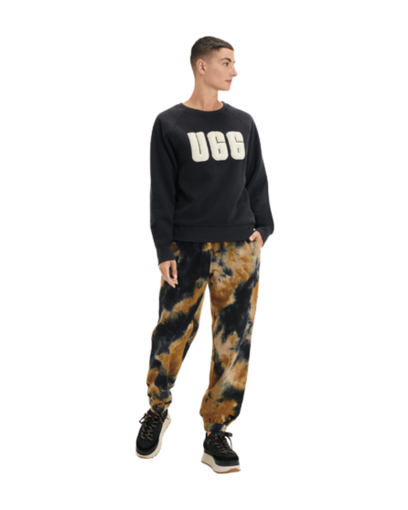 UGG 1123718 Black/Cream Madeline Fuzzy Logo Crewneck Sweater myselflingerie.com