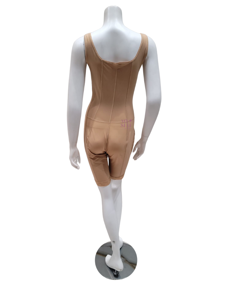 Leonisa 018688N Beige Sculpting Body and Thigh Shaper Bodysuit with Legs –