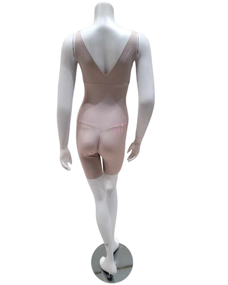 Leonisa 018483 Beige Undetectable Step In Mid Thigh Bodysuit myselflingerie.com