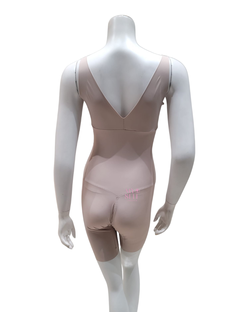 Leonisa 018483 Beige Undetectable Step In Mid Thigh Bodysuit myselflingerie.com