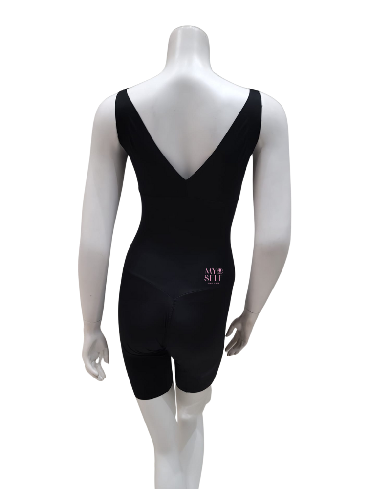 Leonisa 018483 Black Undetectable Step In Mid Thigh Bodysuit myselflingerie.com