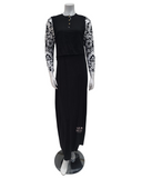Chicolli Black & White Floral Damask Modal Nursing Nightgown