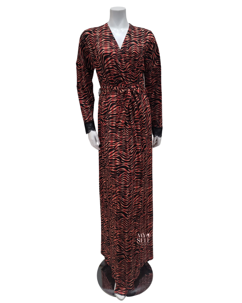 Plush PM FW23MR22 Burning Leopard Print Black Morning Robe myselflingerie.com