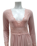 Oh! Zuza S002 Dusty Pink Sheer Floral Lace Nightgown myselflingerie.com