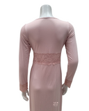 Oh! Zuza S002 Dusty Pink Sheer Floral Lace Nightgown myselflingerie.com