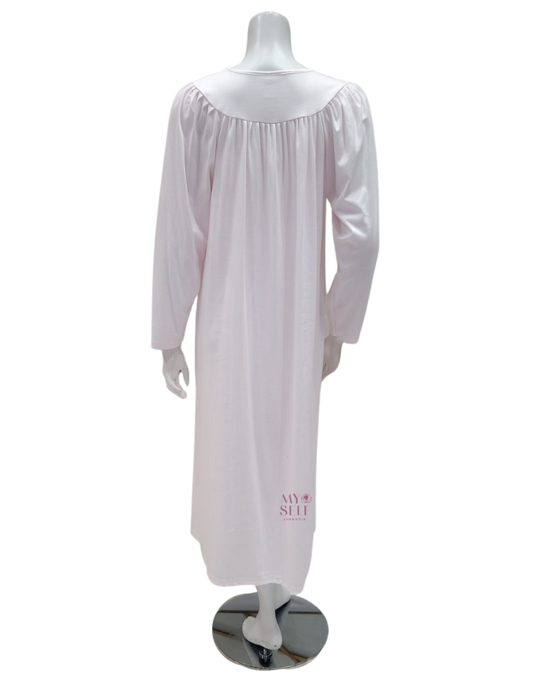 Calida 33346 #909 Powder Pink Long Sleeves 100% Cotton Nightshirt myselflingerie.com