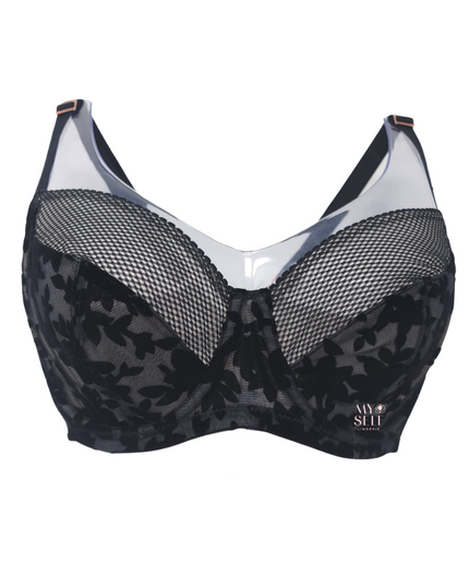 Dorina D001470 Black Velvet Lace Full Figure Underwire Bra myselflingerie.com