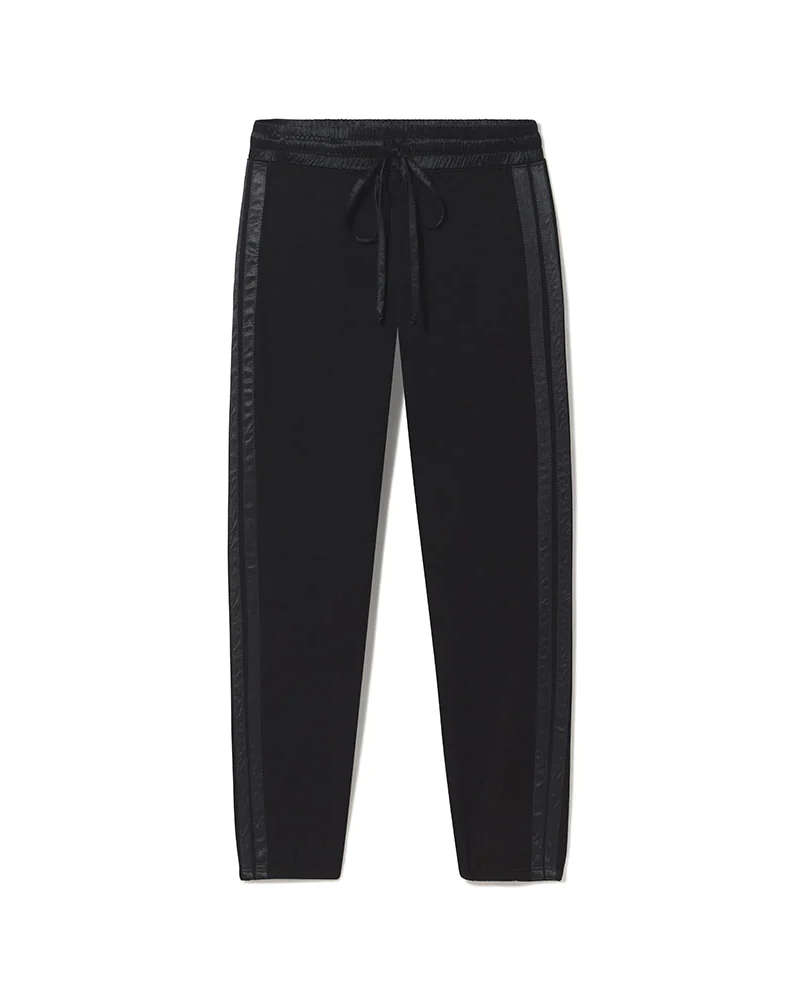 PJ Harlow ROSIE + BLYTHE Black Long Sleeve Satin Waistband Pajamas Set myselflingerie.com