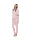 PJ Harlow ROSIE + BLYTHE Blush Long Sleeve Satin Waistband Pajamas Set myselflingerie.com