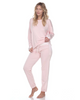 PJ Harlow ROSIE + BLYTHE Blush Long Sleeve Satin Waistband Pajamas Set myselflingerie.com