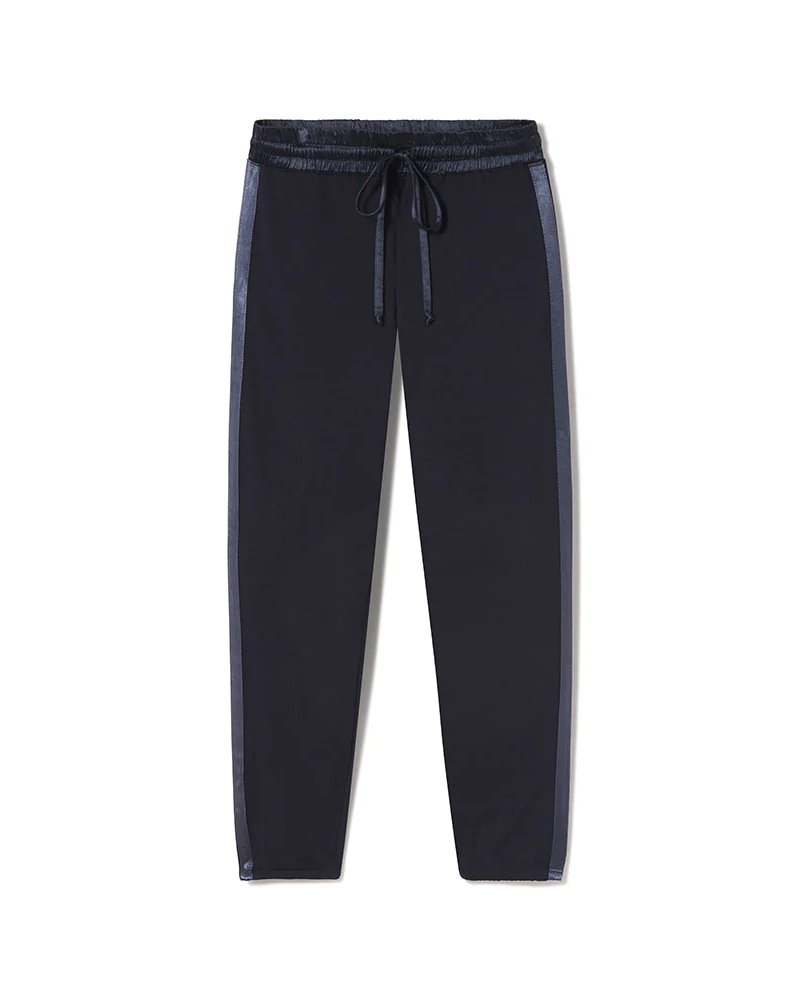 PJ Harlow ROSIE + BLYTHE Navy Long Sleeve Satin Waistband Pajamas Set myselflingerie.com