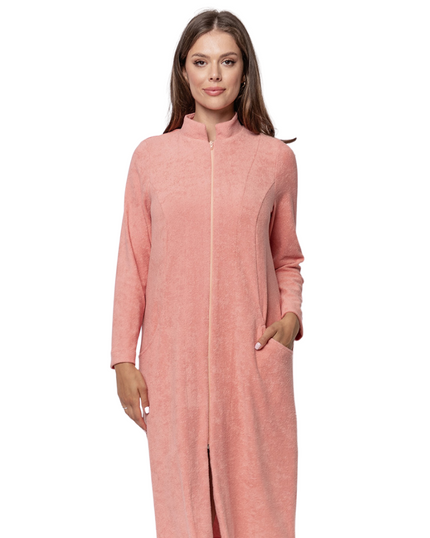 Oh! Zuza R04 Golden Rose Zip Up Long Bath Robe myselflingerie.com