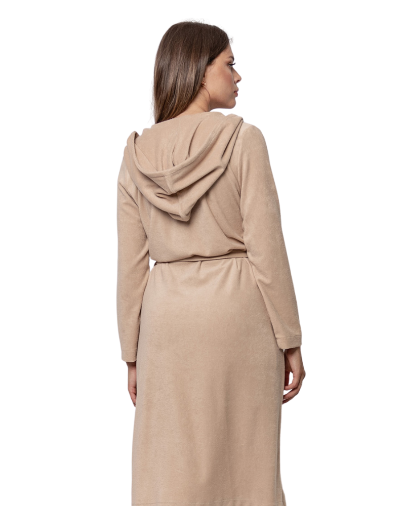 Oh! Zuza R05 Camel Hooded Long Terry Bath Wrap Robe myselflingerie.com
