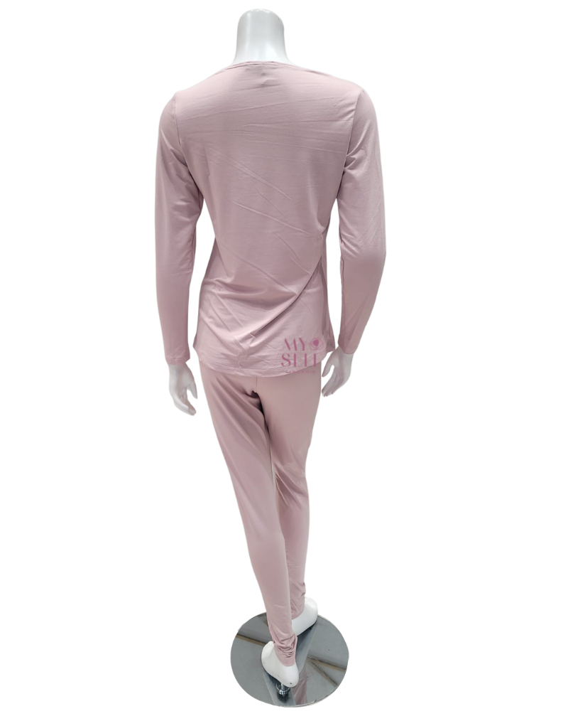 Jackie O'Loungewear VPJ-PWDR Powder V Neck Modal Pajamas Set myselflingerie.com