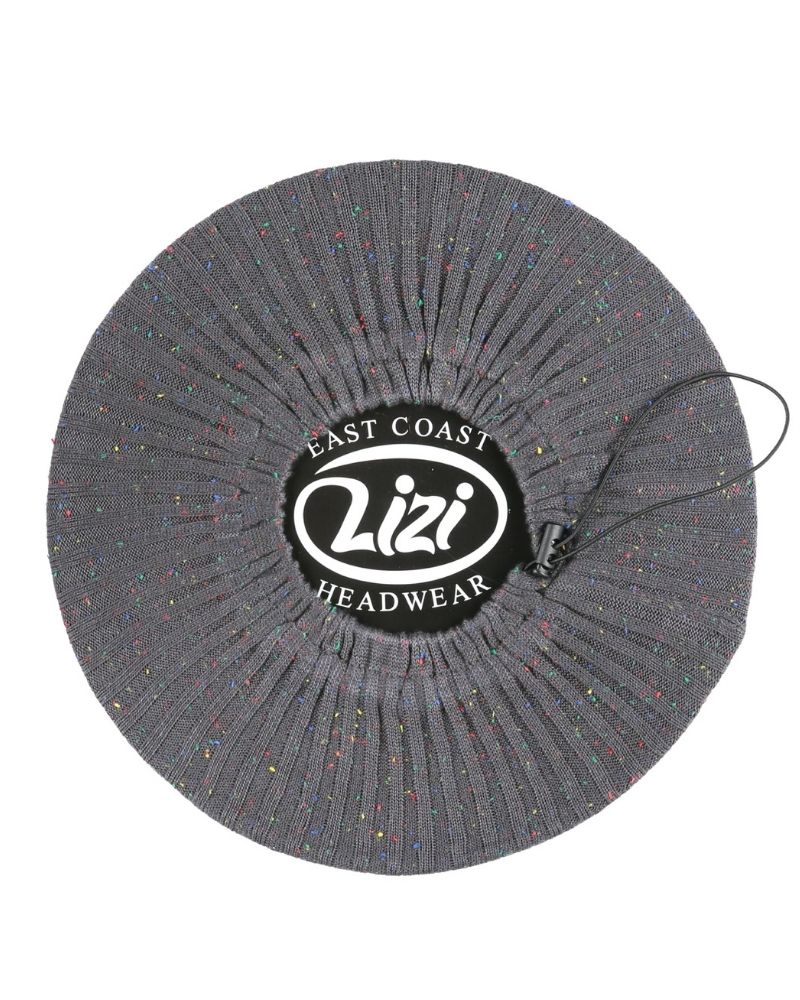 Lizi headwear Ribbed Knit Grey/Colorful Speckled Beret myselflingerie.com