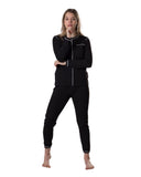 Ellwi 201 Black Ribbed Modal PJ's with White Piping myselflingerie.com