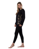 Ellwi Gold Geometric Foil Black Modal Pajamas Set