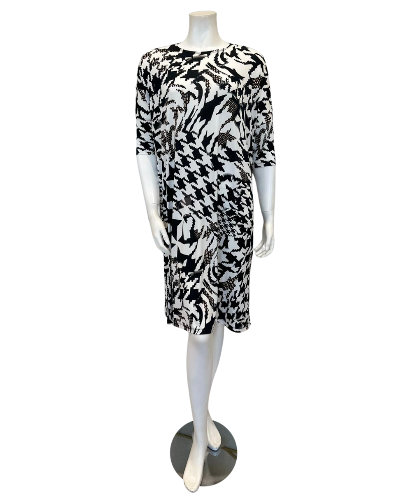 Jackie O' SWMDRS-BWG Black/White/Gold Print Swim Cover Up Dress myselflingerie.com