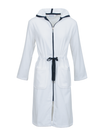 Carl Ross 36410 White/ Night Blue Trimmed Zippered Extra Long Bathrobe myselflingerie.com