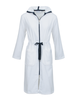 Carl Ross 36410 White/ Night Blue Trimmed Zippered Extra Long Bathrobe myselflingerie.com