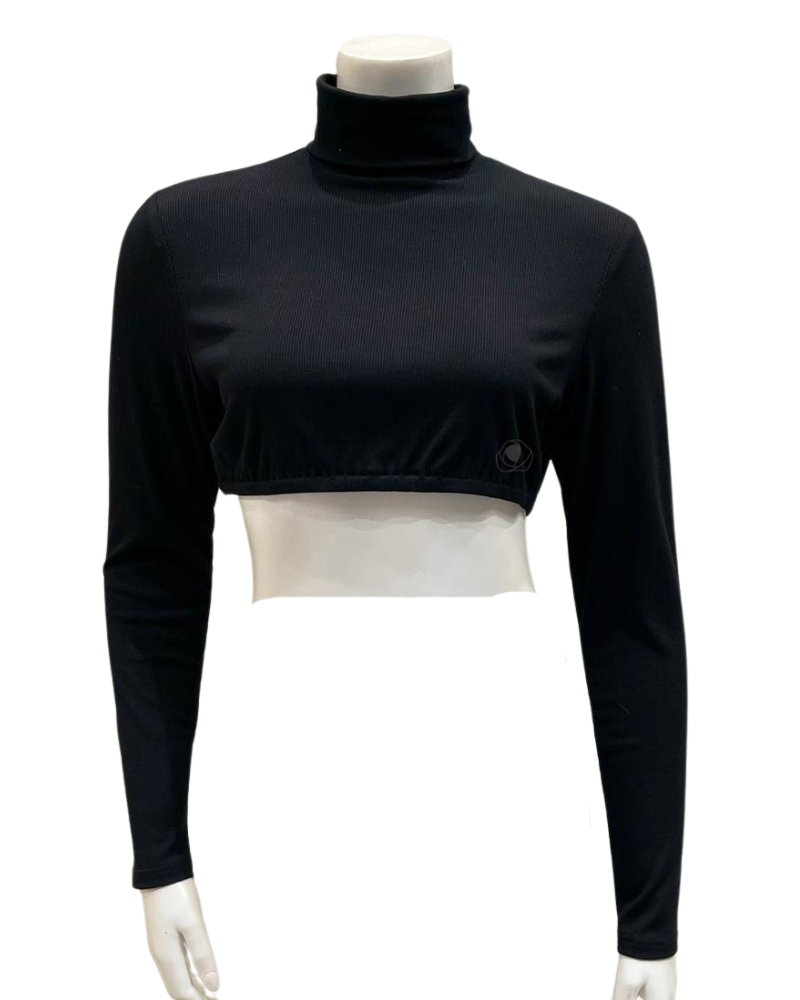 Sparrow S6957 Black Ribbed Crop Shell Turtleneck  myselflingerie.com