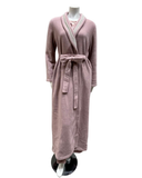 Iora Lingerie Dusty Pink Plush Wrap Robe with Lace Trim