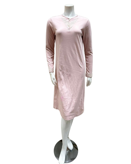Iora Lingerie 23406 Rose V Lace Button Down 100% Cotton Nightshirt myselflingerie.com