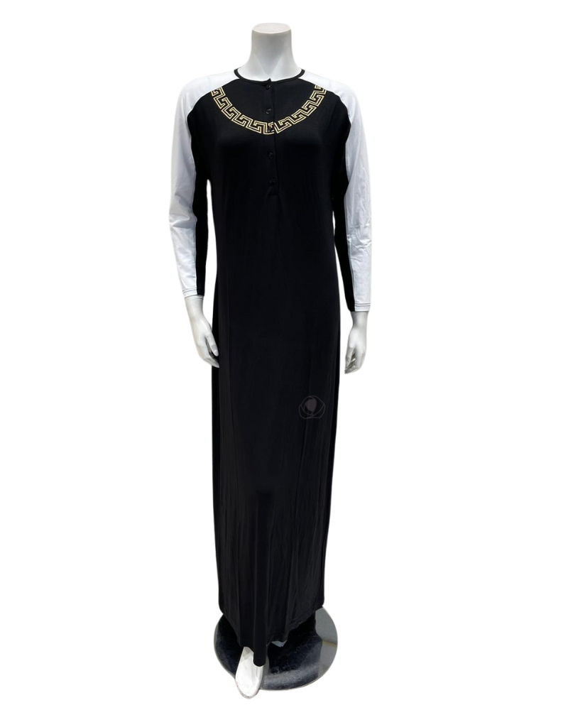 Chicolli N5013-24A Silicon Print Cotton Button Down Nightgown myselflingerie.com