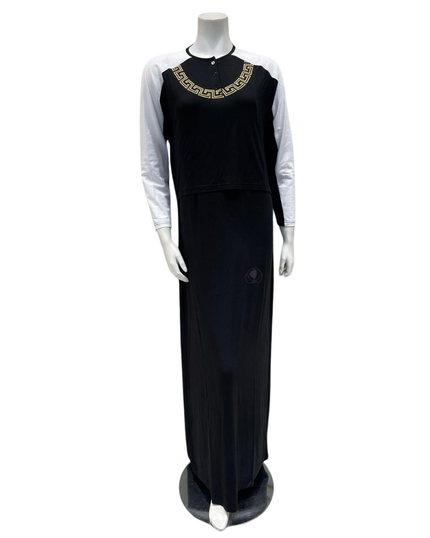 Chicolli N5013-24B Silicon Print Cotton Nursing Nightgown myselflingerie.com