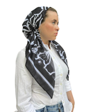 Scarf Bar Enlarged Black Floral Border Classic Pre-Tied Bandanna with Full Grip