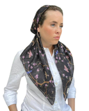 Scarf Bar Black Bird Floral Classic Pre-Tied Bandanna with Full Grip