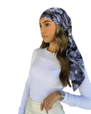 Scarf Bar Black and Blue Floral Square Scarf myselflingerie.com