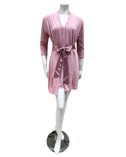 Fleur't 620 Pink Nectar Modal Short Morning Robe myselflingerie.com