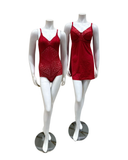 Montelle Sweet Red Lacy Full Cup Muse Chemise & Panty Set